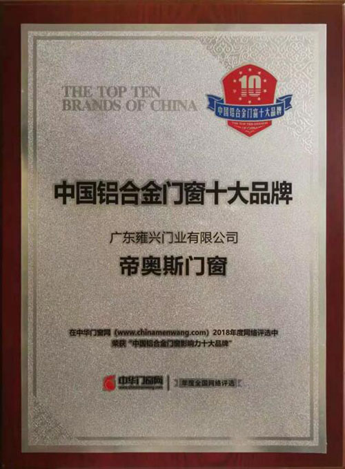铝合金门窗十大品牌