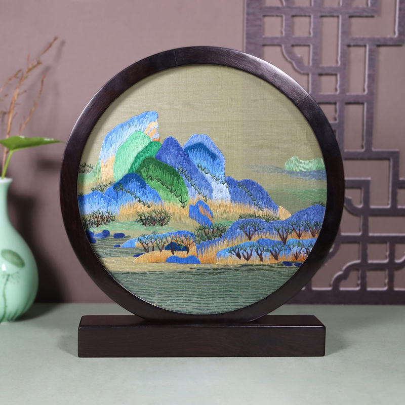 一字型双面绣摆件