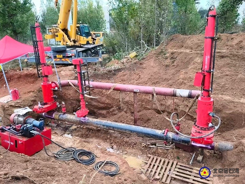 32下游开孔全部完成，旁通管线试压完成